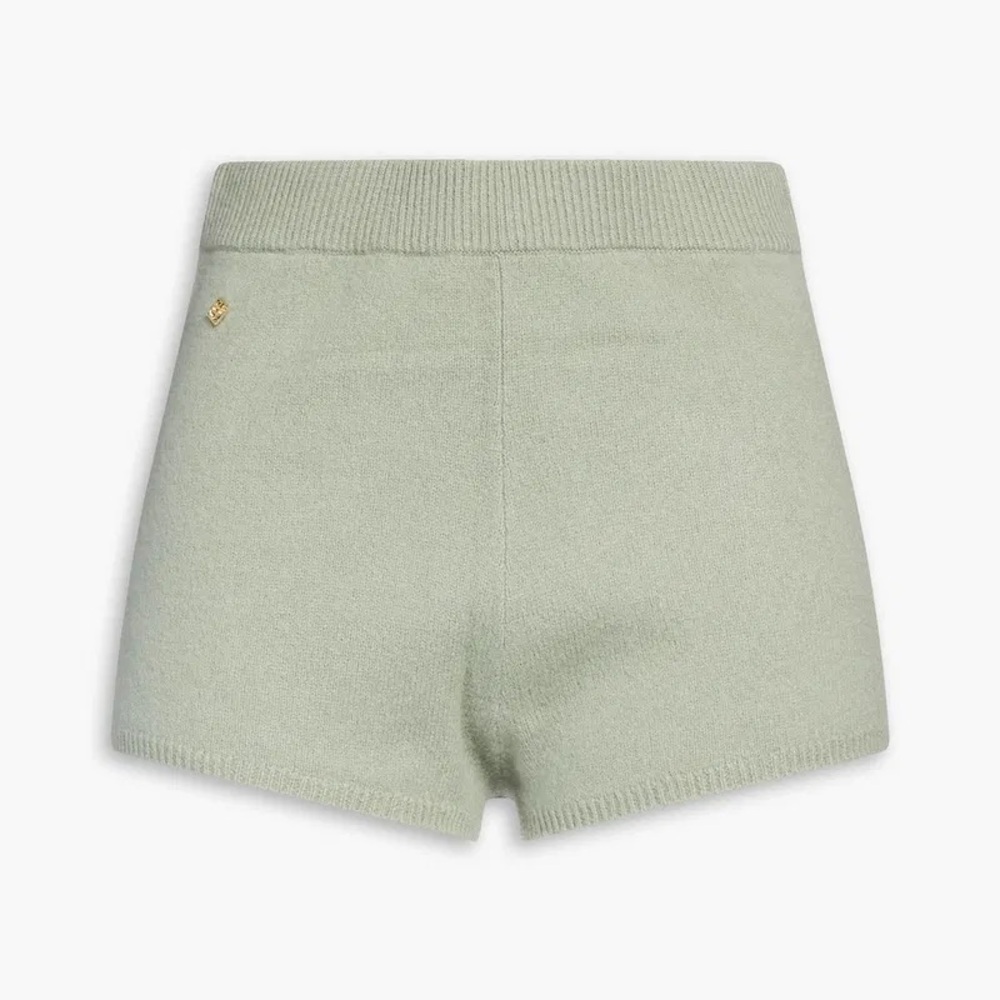 Sandro Light Sage Knit High-Waist Shorts